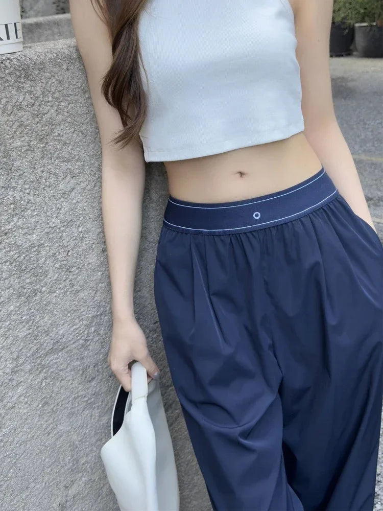 Black Sweatpants Women 2026 Spring Loose Elastic Waist Joggers Women Quick Drying Breathable Fitness Casual Sports Wide Leg Pant