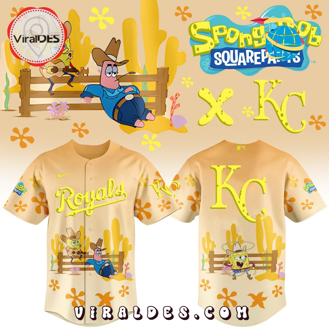 Spongebob Squarepants MLB Kansas City Royals Baseball Jersey